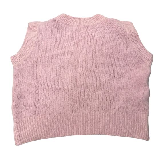 Y2K Italian Kid Mohair Wool Knit Waistcoat Retro Vest Light Pink Cozy Preppy, XL - Picture 5 of 5